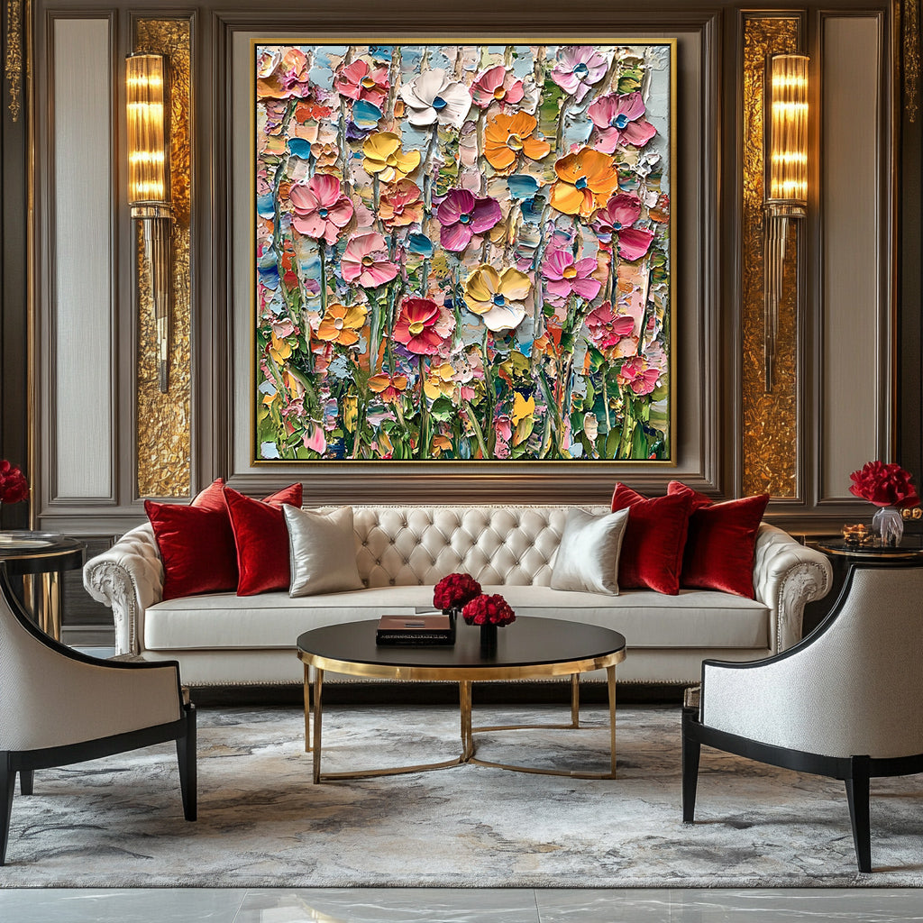Garden Melody Vibrant Flower Abstract Wall Art Modern Decoration