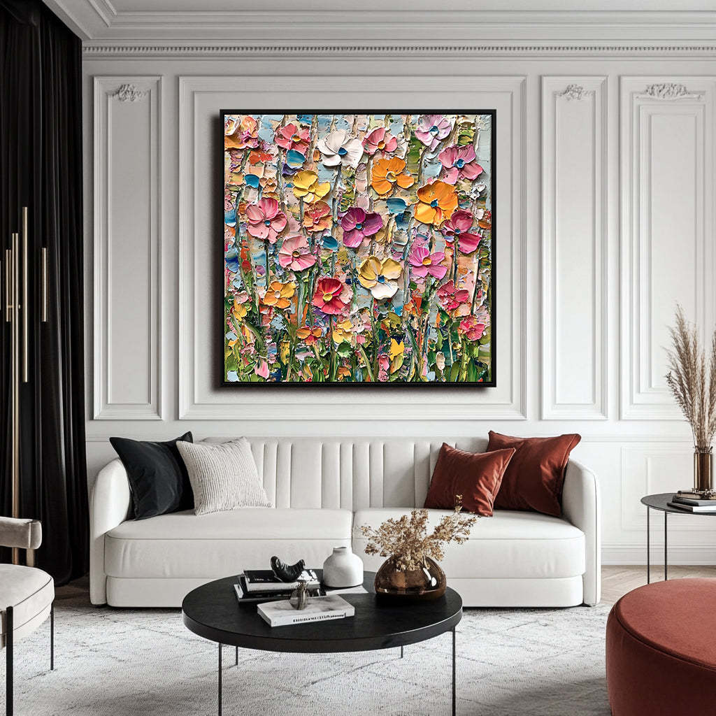 Garden Melody Vibrant Flower Abstract Wall Art Modern Decoration