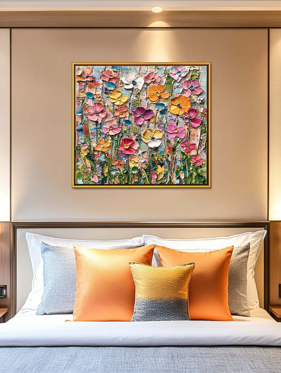 Garden Melody Vibrant Flower Abstract Wall Art Modern Decoration