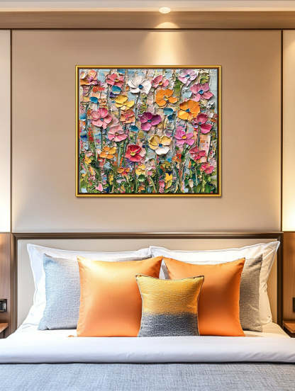 Garden Melody Vibrant Flower Abstract Wall Art Modern Decoration