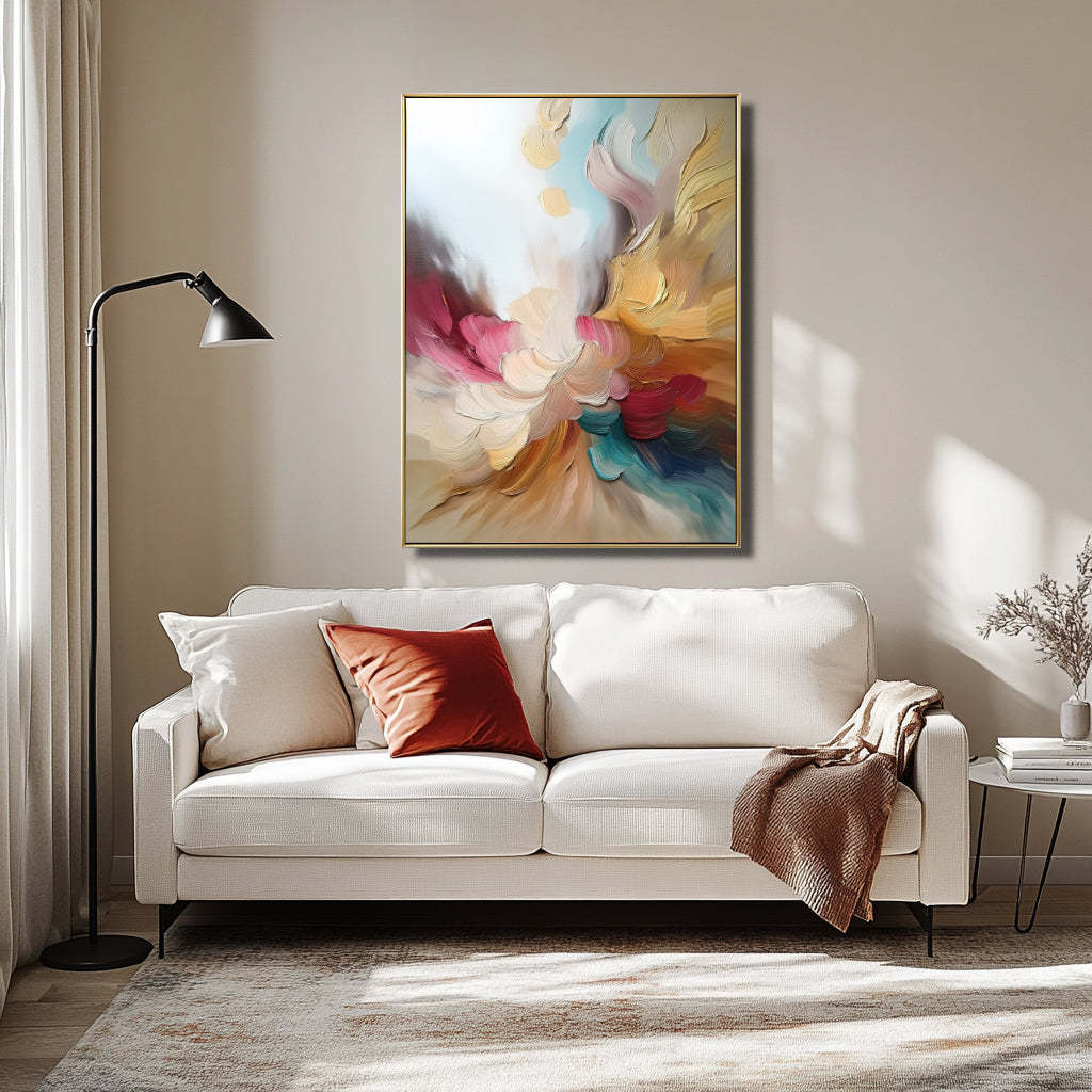 3D Abstract Texture Oil Painting Colorful Flowers