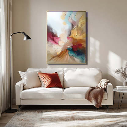 3D Abstract Texture Oil Painting Colorful Flowers