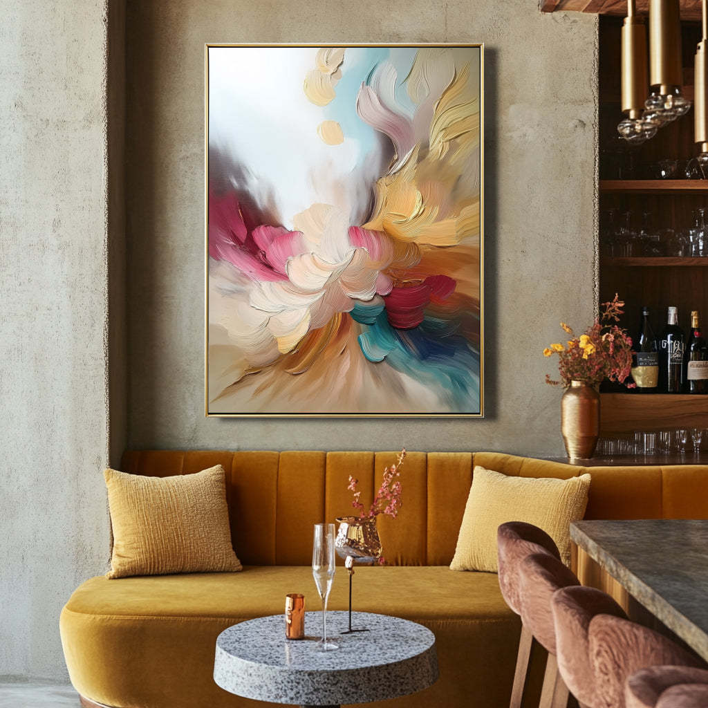 3D Abstract Texture Oil Painting Colorful Flowers