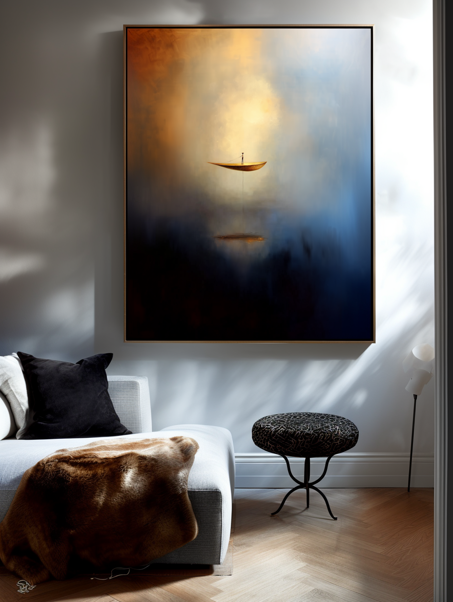 Ethereal Voyage Minimalist Abstract Boat Texture Oil Painting Wall Art