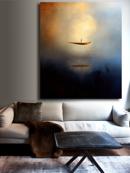 Ethereal Voyage Minimalist Abstract Boat Texture Oil Painting Wall Art