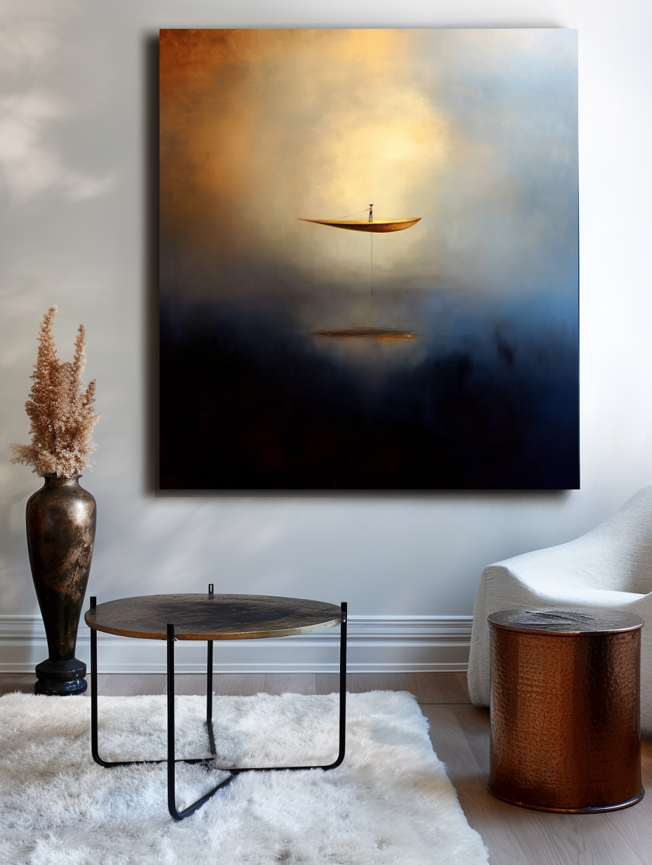 Ethereal Voyage Minimalist Abstract Boat Texture Oil Painting Wall Art