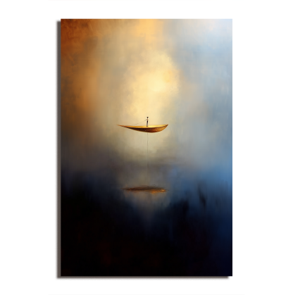 Ethereal Voyage Minimalist Abstract Boat Texture Oil Painting Wall Art