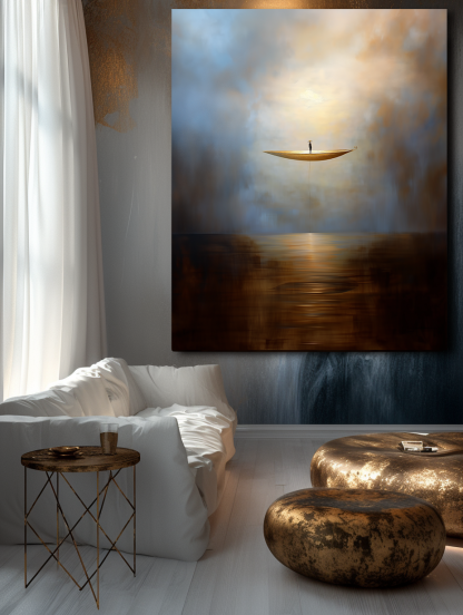 The Eternal Drift Modern Abstract Sea Boat Texture Wall Art