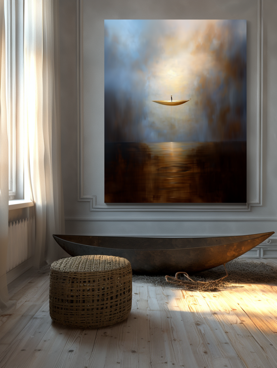 The Eternal Drift Modern Abstract Sea Boat Texture Wall Art