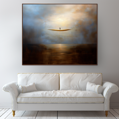 The Eternal Drift Modern Abstract Sea Boat Texture Wall Art