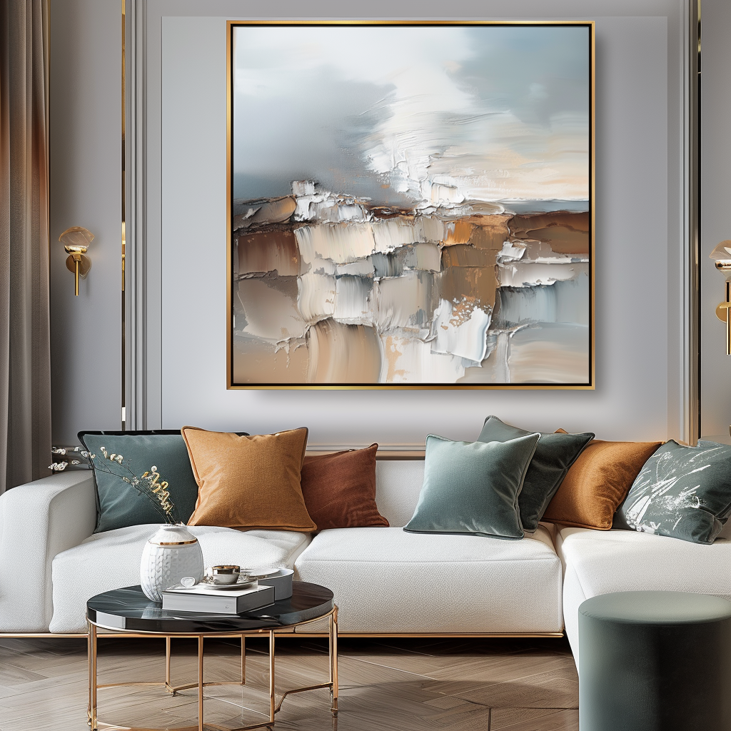 Fragmented Stillness Abstract Cliff Texture Wall Art