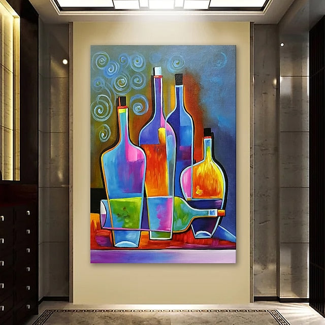 Vibrant Bottles Geometric Abstract Color Bottle Wall Art