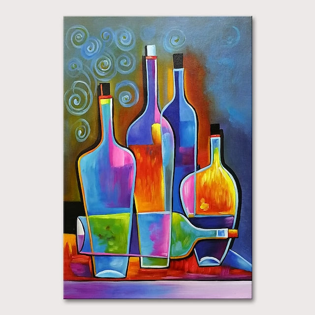 Vibrant Bottles Geometric Abstract Color Bottle Wall Art