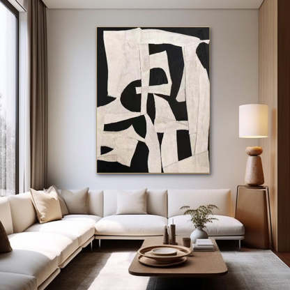 Abstract Harmony Minimalist Black and White Geometric Wall Art