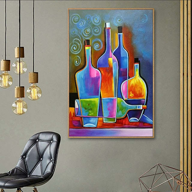 Vibrant Bottles Geometric Abstract Color Bottle Wall Art