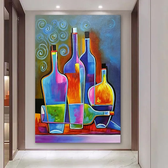 Vibrant Bottles Geometric Abstract Color Bottle Wall Art