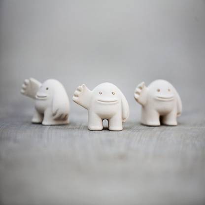 White Ceramic Slap Figurine: Designer Art Toy Sculpture