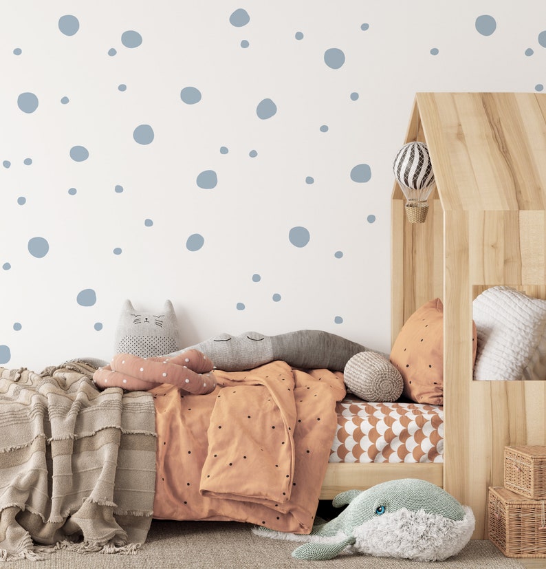 Polka Dot Wall Decals Set, Custom Color Vinyl Dots, Boho Peel and Stick Nursery or Room Decor LF006