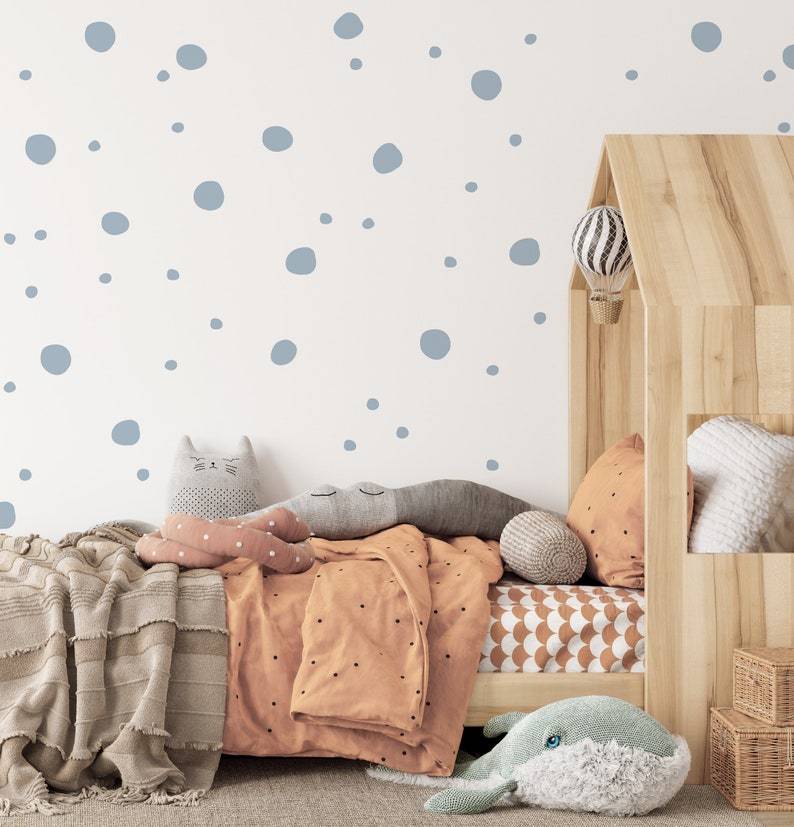 Polka Dot Wall Decals Set, Custom Color Vinyl Dots, Boho Peel and Stick Nursery or Room Decor LF006