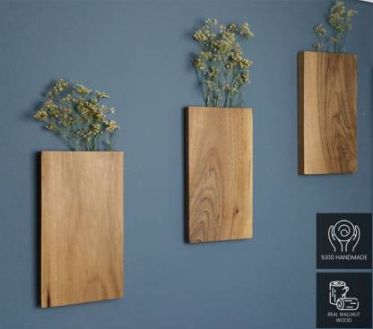 Wood Wall Pocket, Wooden Wall Vase, Faux Walnut Flower Holder, Walnut Wall Decor, Walnut Wood Wall Pocket, Wood Hanging Vase , Wall hanging