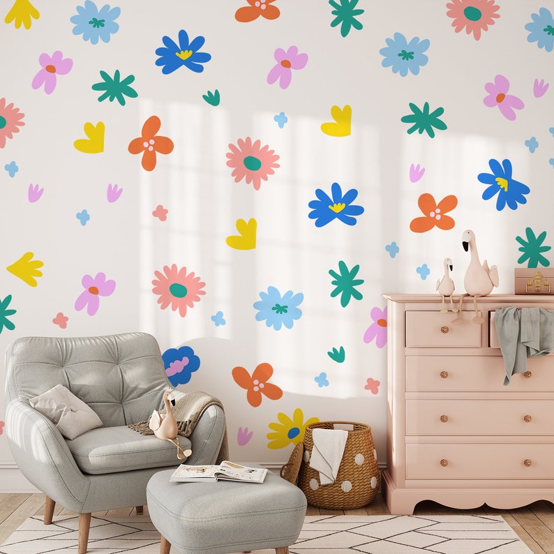 Bohemian-style plant pattern, removable flower sticker