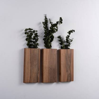 Wood Wall Pocket, Wooden Wall Vase, Faux Walnut Flower Holder, Walnut Wall Decor, Walnut Wood Wall Pocket, Wood Hanging Vase , Wall hanging