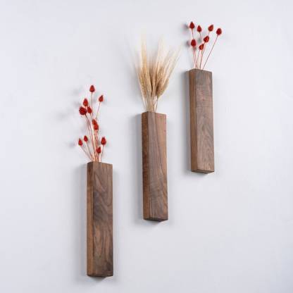 Wood Wall Pocket, Wooden Wall Vase, Faux Walnut Flower Holder, Walnut Wall Decor, Walnut Wood Wall Pocket, Wood Hanging Vase , Wall hanging