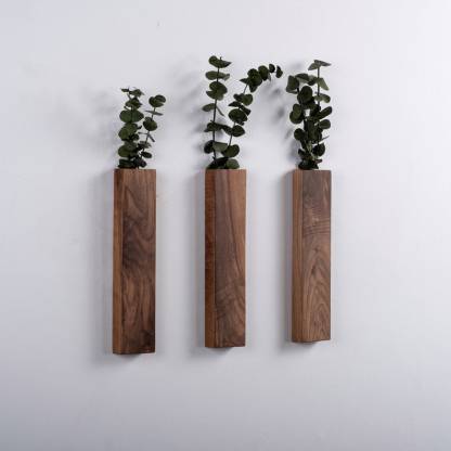 Wood Wall Pocket, Wooden Wall Vase, Faux Walnut Flower Holder, Walnut Wall Decor, Walnut Wood Wall Pocket, Wood Hanging Vase , Wall hanging