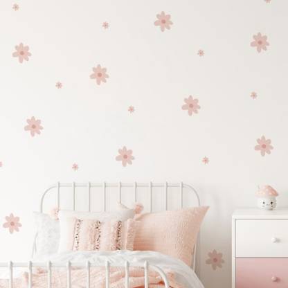 Daisy Wall Stickers, Pink Flower Removable Wall Decoration