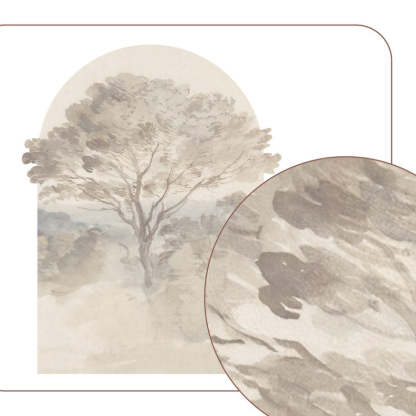 Tree scenic 3D arch wall sticker, Temporary semi-circle shape headboard, Watercolor decal home decor