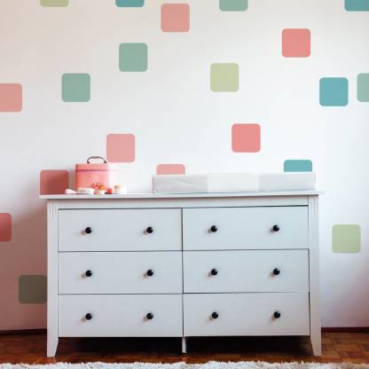 Rainbow Square Wall Stickers, Colorful Squares, Peel-and-Apply Decoration