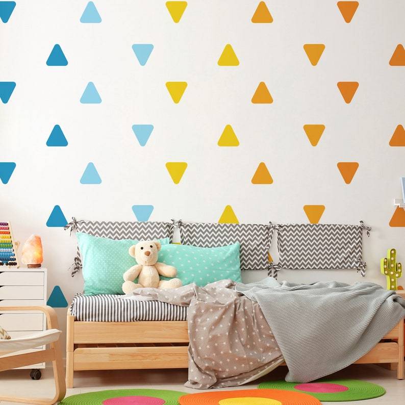 Rainbow Square Wall Stickers, Colorful Squares, Peel-and-Apply Decoration