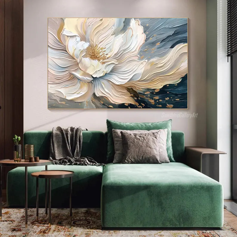 Blooming Elegance Modern 3D Floral Texture Oil Painting Wall Art