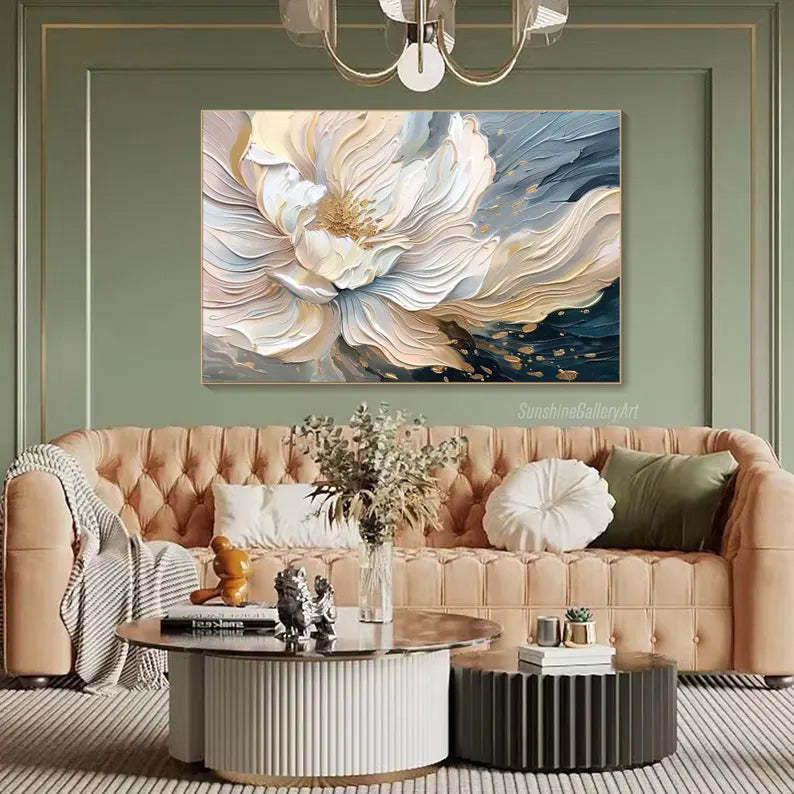 Blooming Elegance Modern 3D Floral Texture Oil Painting Wall Art