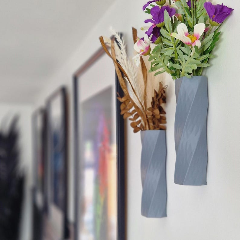 Modern Wall Vase Set: Twisted Matte Colours