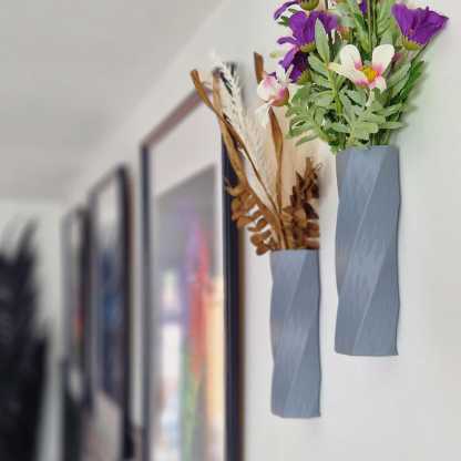 Modern Wall Vase Set: Twisted Matte Colours