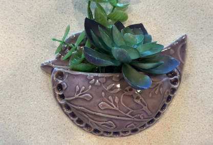 Bird Shaped Air Plant Wall Pocket / Small Wall Vase Planter Holder / Cute Ceramics Decor nClay, Air Fern - 3 1/2" x 5” Msg w/color request