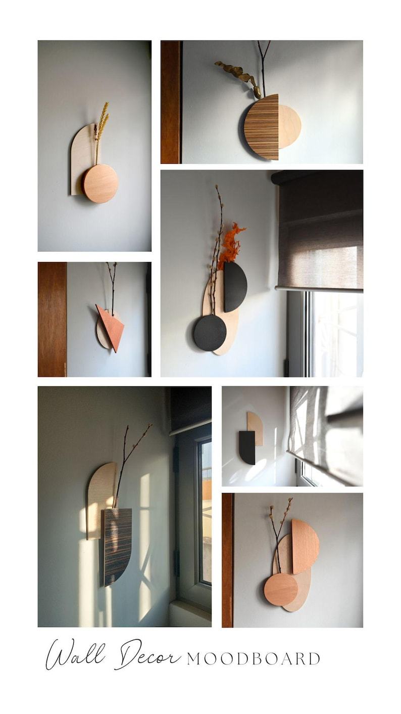 Modern Farmhouse Wall Decor, Vertical Hanging Wandvase Ebony Wood Bud Vase Wall Art, New Home Homeowner Gift, Wooden Cozy Rustic Decorations