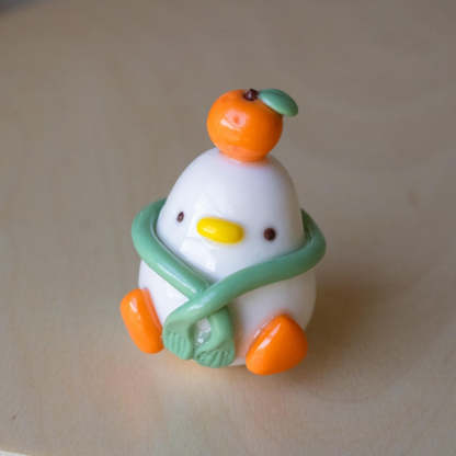 Clay Tangerine Duck Desk Friend: Kawaii Office Decor