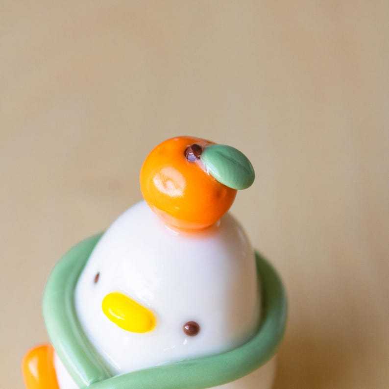 Clay Tangerine Duck Desk Friend: Kawaii Office Decor