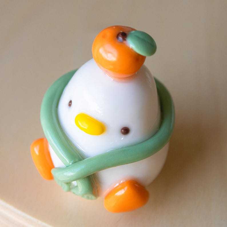 Clay Tangerine Duck Desk Friend: Kawaii Office Decor