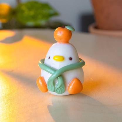 Clay Tangerine Duck Desk Friend: Kawaii Office Decor