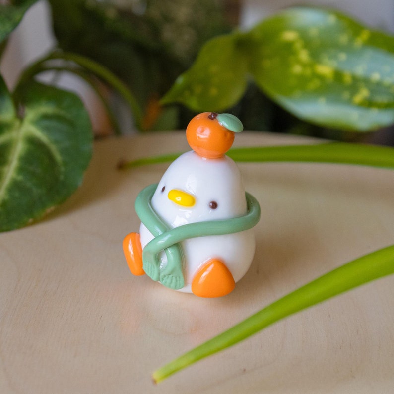 Clay Tangerine Duck Desk Friend: Kawaii Office Decor