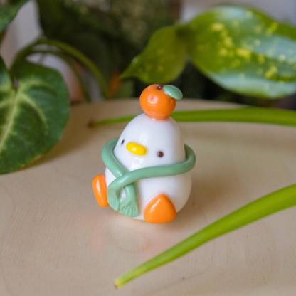 Clay Tangerine Duck Desk Friend: Kawaii Office Decor