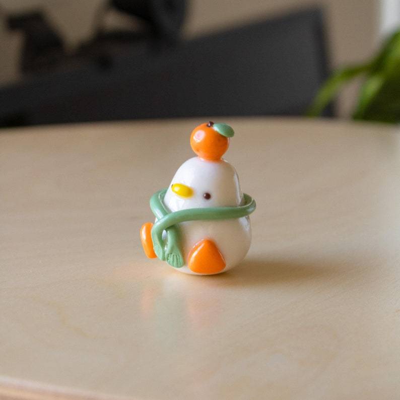Clay Tangerine Duck Desk Friend: Kawaii Office Decor