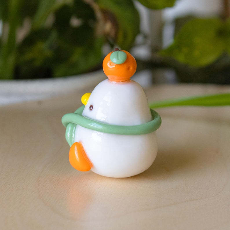 Clay Tangerine Duck Desk Figurine Kawaii Office Decor