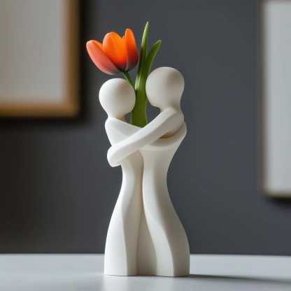 3D Printed Decorative Vase with Embrace Design for Home Decor