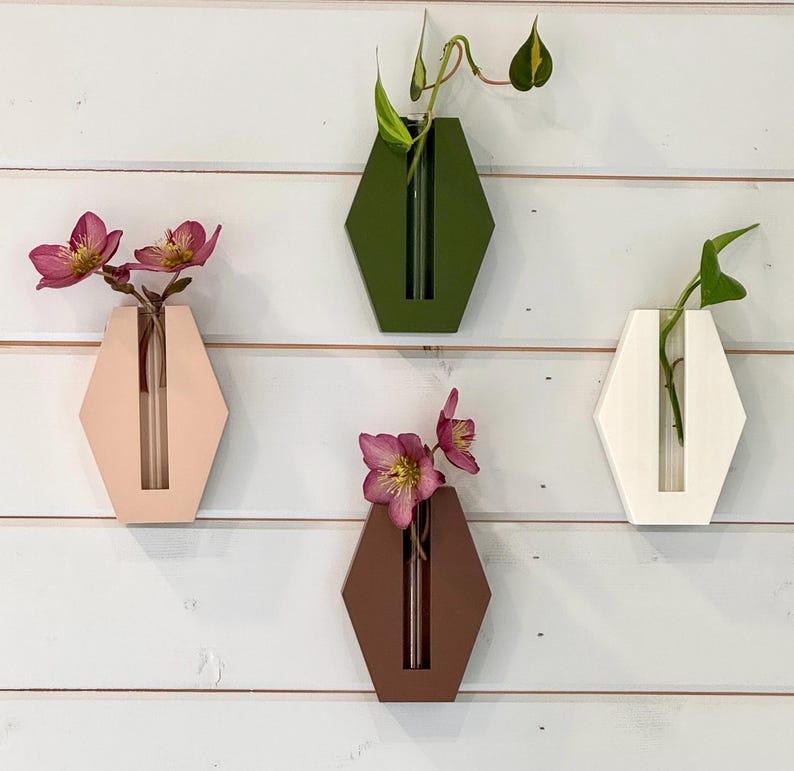 Geometric Wall Planter: 3D Printed Propagation Station with Glass Tube