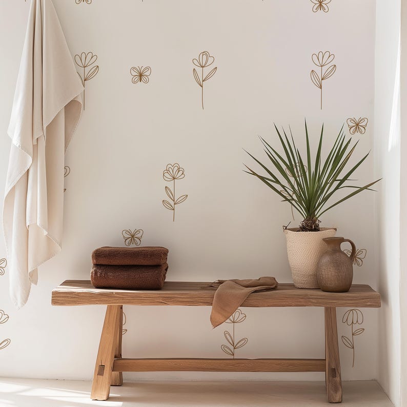 Bohemian-style floral butterfly wall sticker, simple and removable decoration
