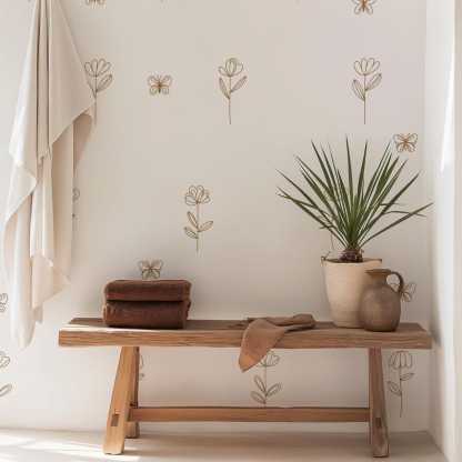 Bohemian-style floral butterfly wall sticker, simple and removable decoration